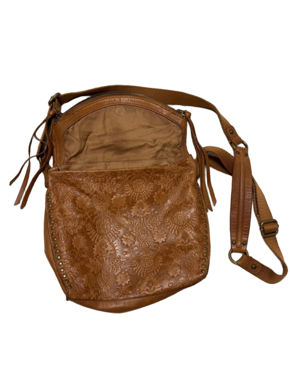 The Sak Brown Embossed Leather Crossbody Bag One Size - Picture 2 of 16